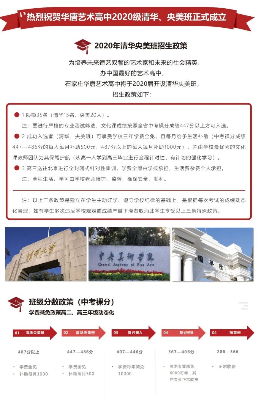 华唐艺术高中2020年招生政策